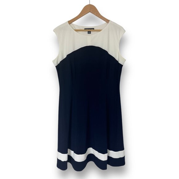 Size 18 2X AMERICAN LIVING NAVY BLUE COLORBLOCK DRESS Spring Summer‎ PLUS SIZE - Picture 4 of 5